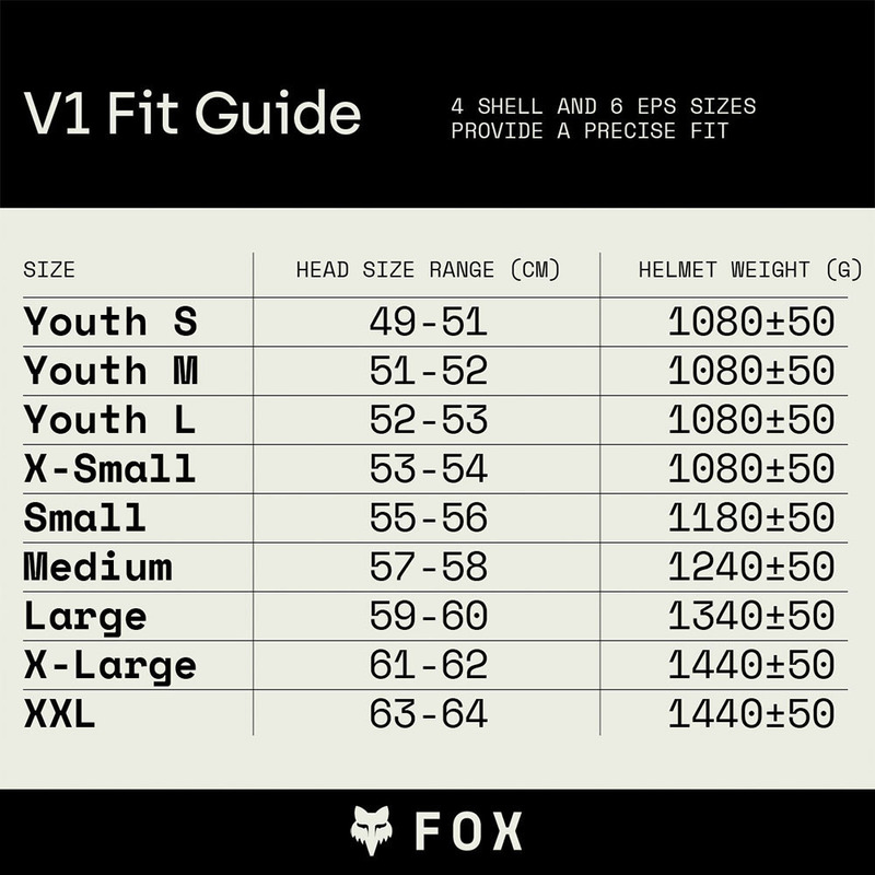 Helmet Cycle Fox Mx Helmet Size Chart FOX Proframe MIPS Full Face