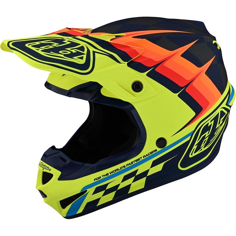 Troy Lee Designs SE4 Poly Warped Yellow Kids Helmet