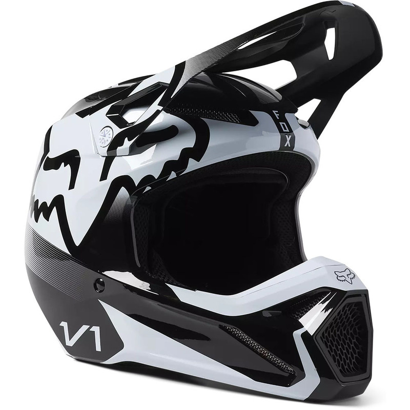 Fox V1 Leed Black/White Kids Helmet on Sale Moto Outlet
