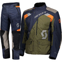 Scott Dualraid Dryo Night Blue/Moss Green Adventure Jacket & Pants